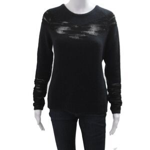 SOH Unisex Pullover Sweater Black Crew Neck Cashmere Mohair Size S